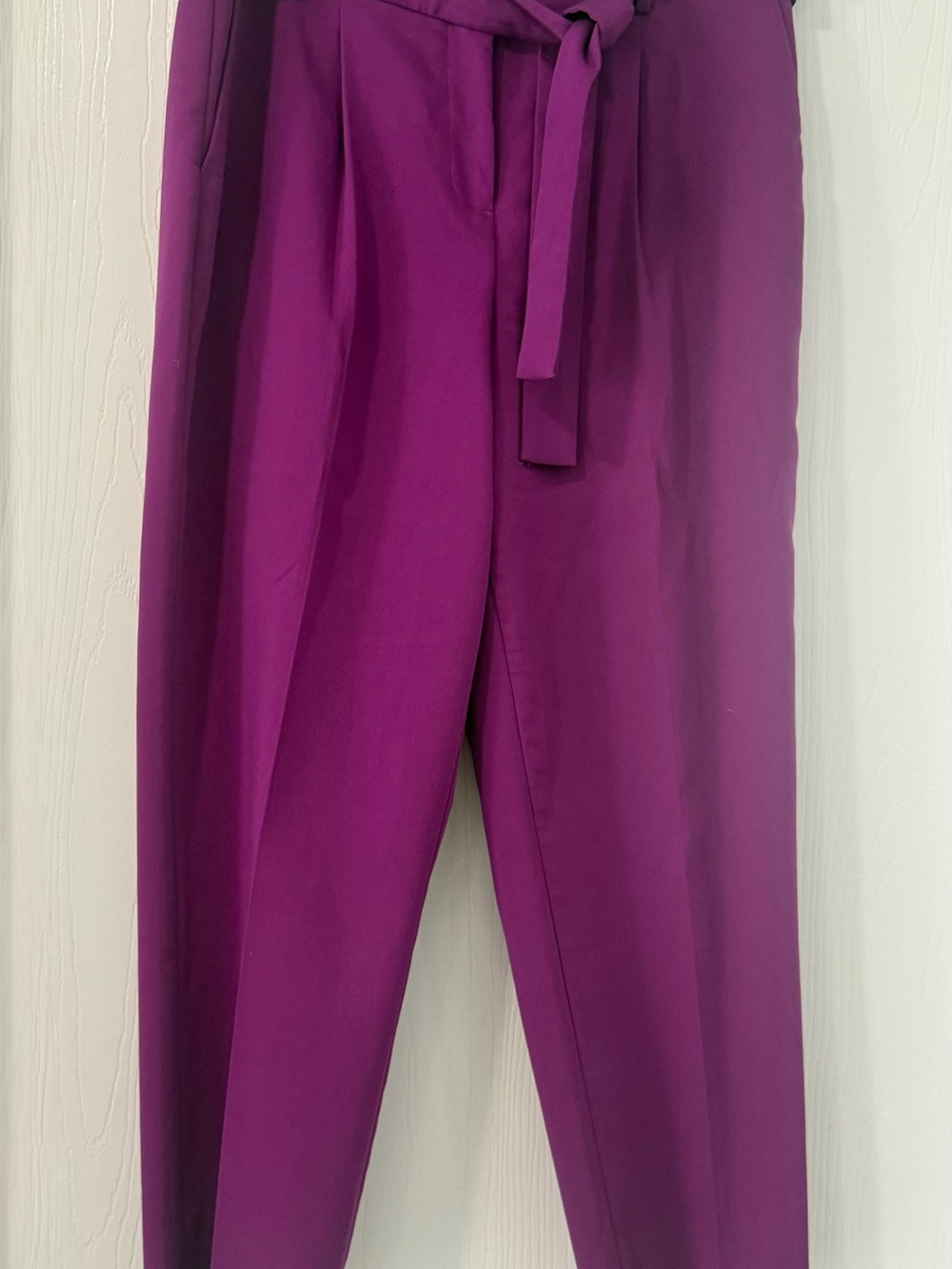 Ann Taylor Magenta Tie-Waist High-Rise Trousers